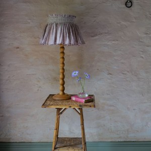 Edit58 x Smock London Elsie Lampshade Skirt Mink with Rosebud Trellis Hand Smocking