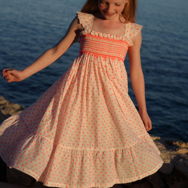 Rachel Carson Girls Dress Pack a Punch Plumetti with Big Top Hand Smocking
