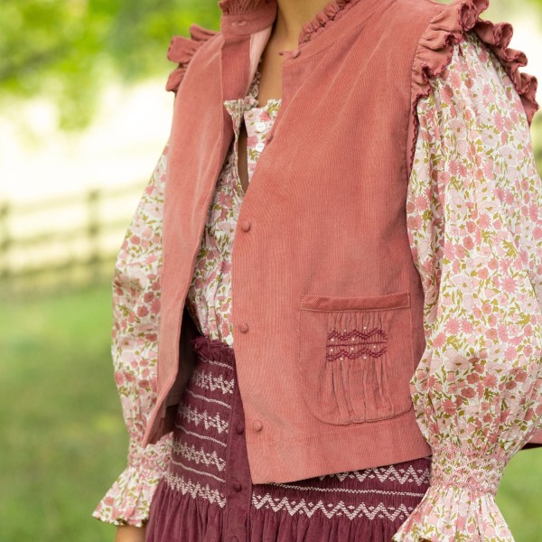 C J Walker Waistcoat Kir Needlecord with Mulberry Hand Smocking Edition 4