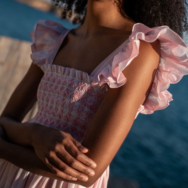 Rachel Carson Dress Candyfloss Gingham with Cocoloco hand Smocking