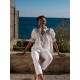 Scholl Women's Summer Blouse White with Green Apple Hand Smocking Scholl Women's Summer Blouse White with Green Apple Hand Smocking