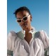 Scholl Women's Summer Blouse White with Green Apple Hand Smocking Scholl Women's Summer Blouse White with Green Apple Hand Smocking