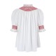 Scholl Women's Summer Blouse White with Pillar Box Red Hand Smocking Scholl Women's Summer Blouse White with Pillar Box Red Hand Smocking
