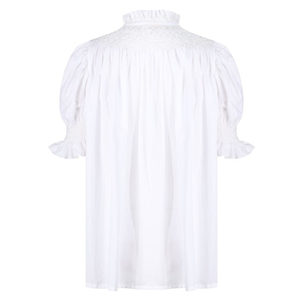 Scholl Women's Summer Blouse White with Ivory Hand Smocking Edition 9 Scholl Women's Summer Blouse White with Ivory Hand Smocking Edition 9